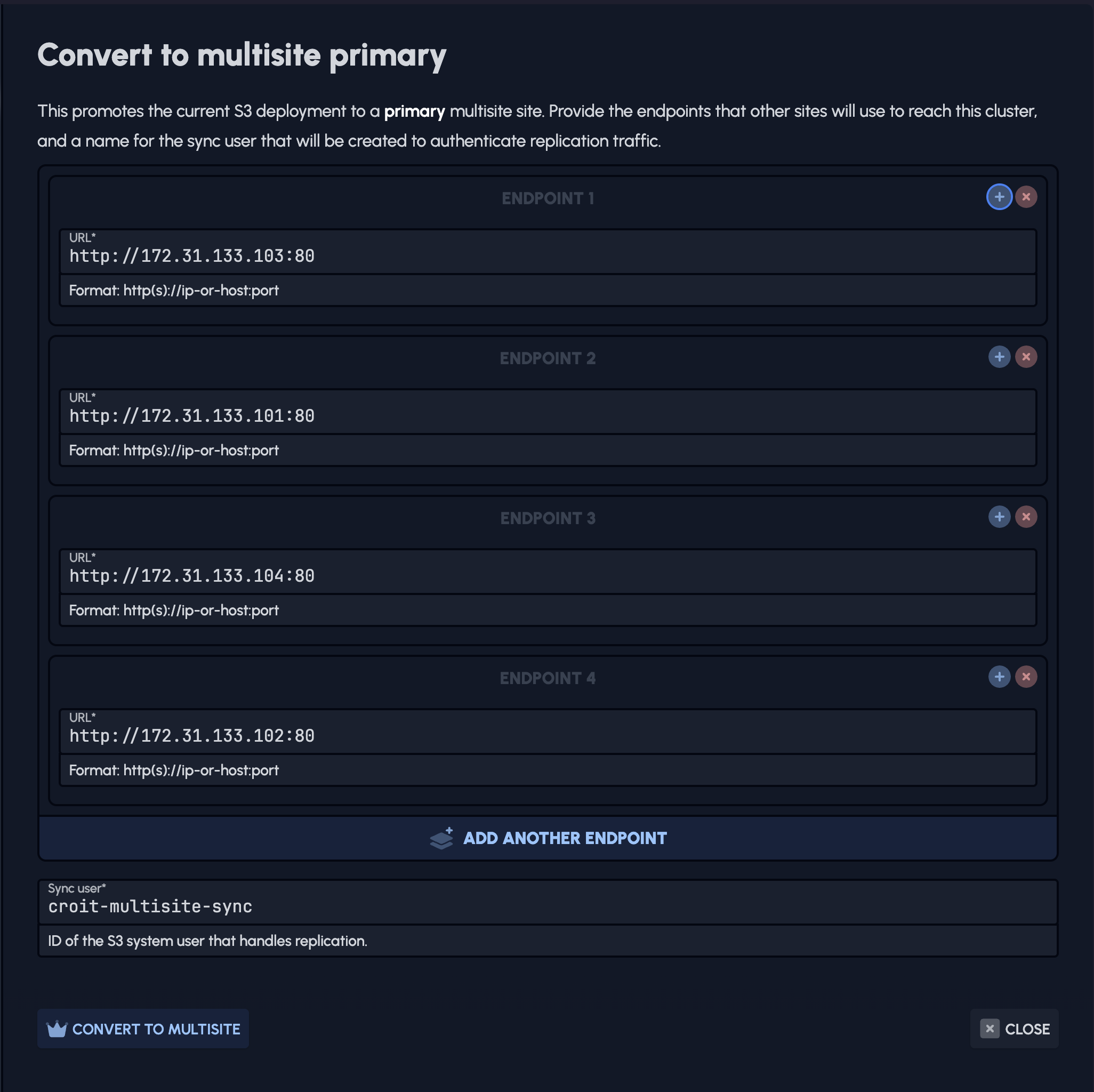 Convert to multisite primary modal