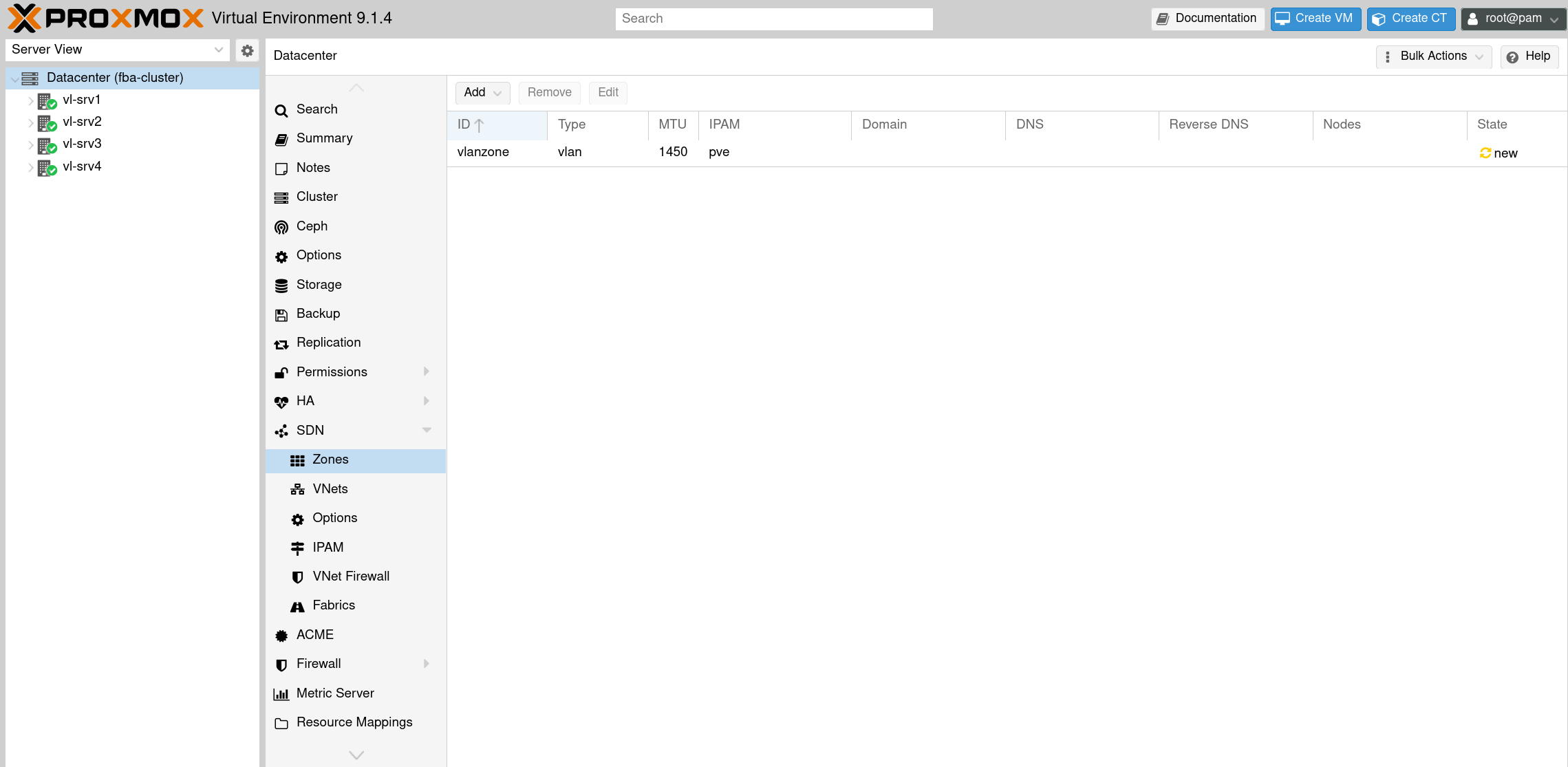 VLAN Zone is created