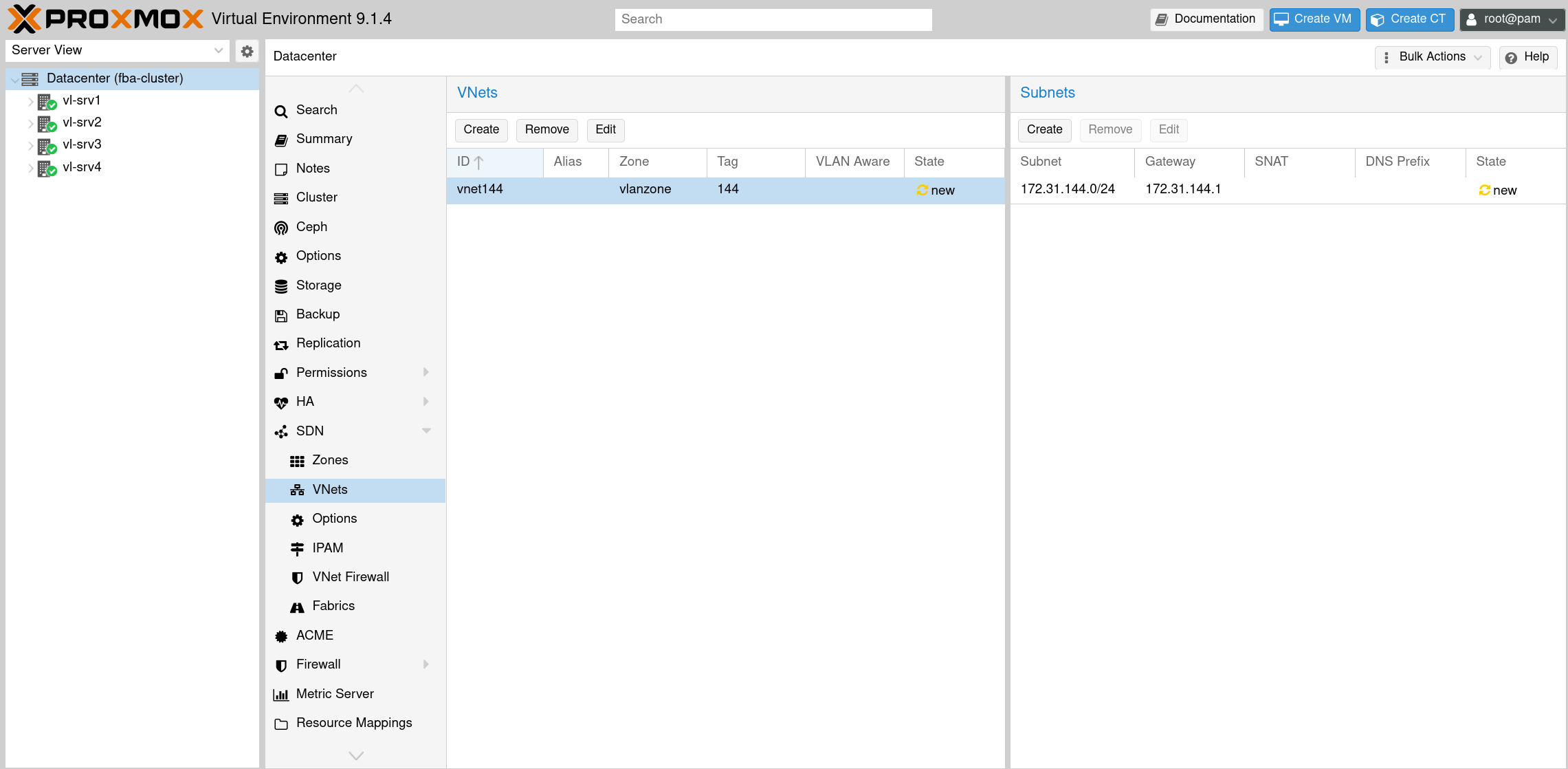 Subnet for VNet is added